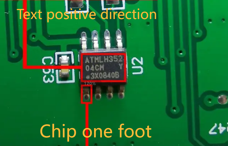 Original package-orientation example with an arrow indicating pin 1