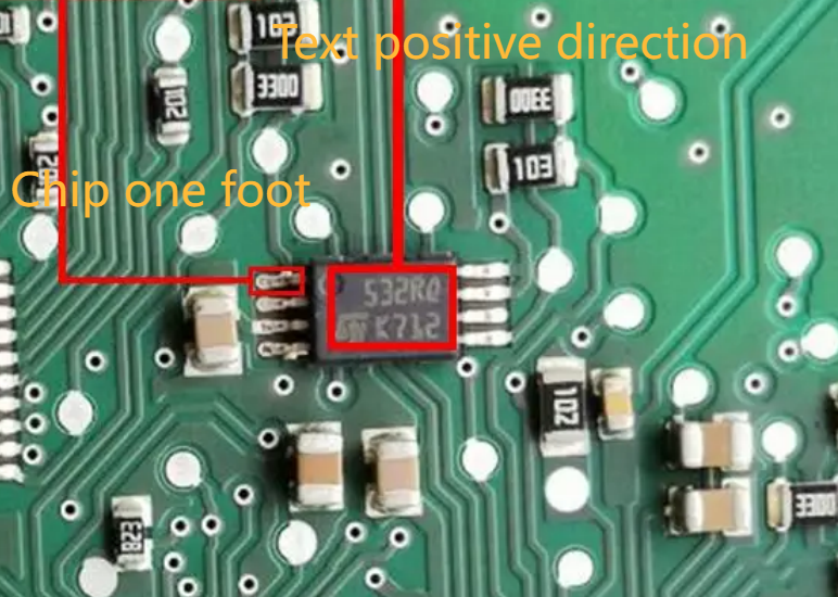 Original rectangular-package example with an arrow indicating pin 1