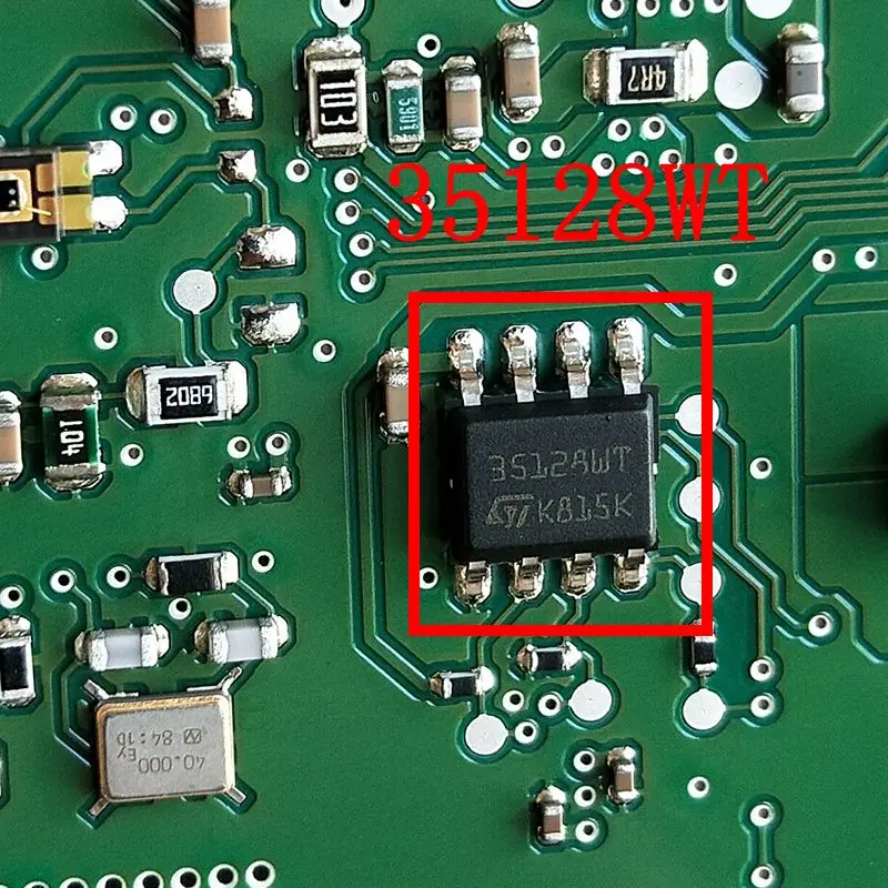 Circuit board with the eight-pin memory annotated 35128WT