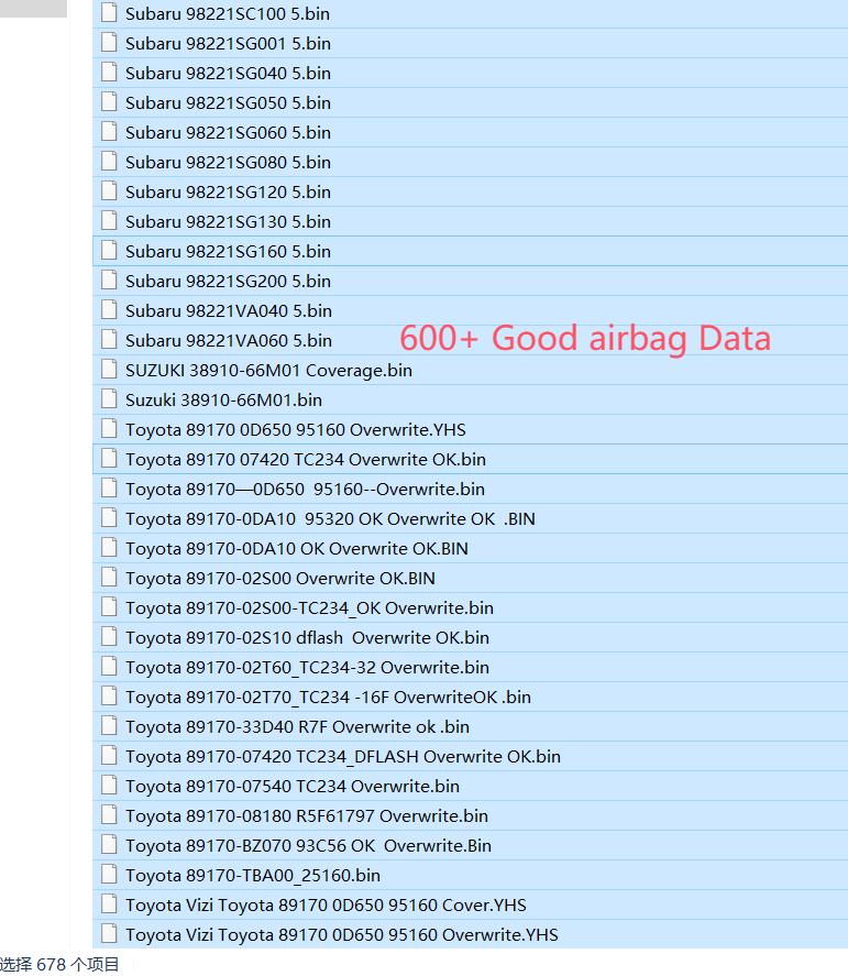 Package C file-list excerpt with Subaru, Suzuki and Toyota module references