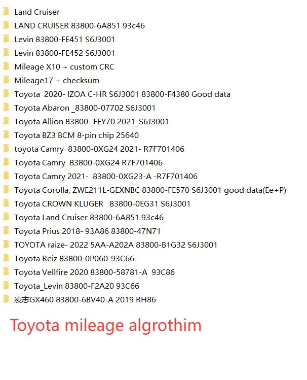 Toyota mileage algorithm reference package: Original reference image · 2